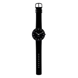 Arne Jacobsen - City Hall Watch - Ø40 - Schwarzes Zifferblatt, schwarzes Mesh-Armband, IP schwarz gebürsteter oberer Ring